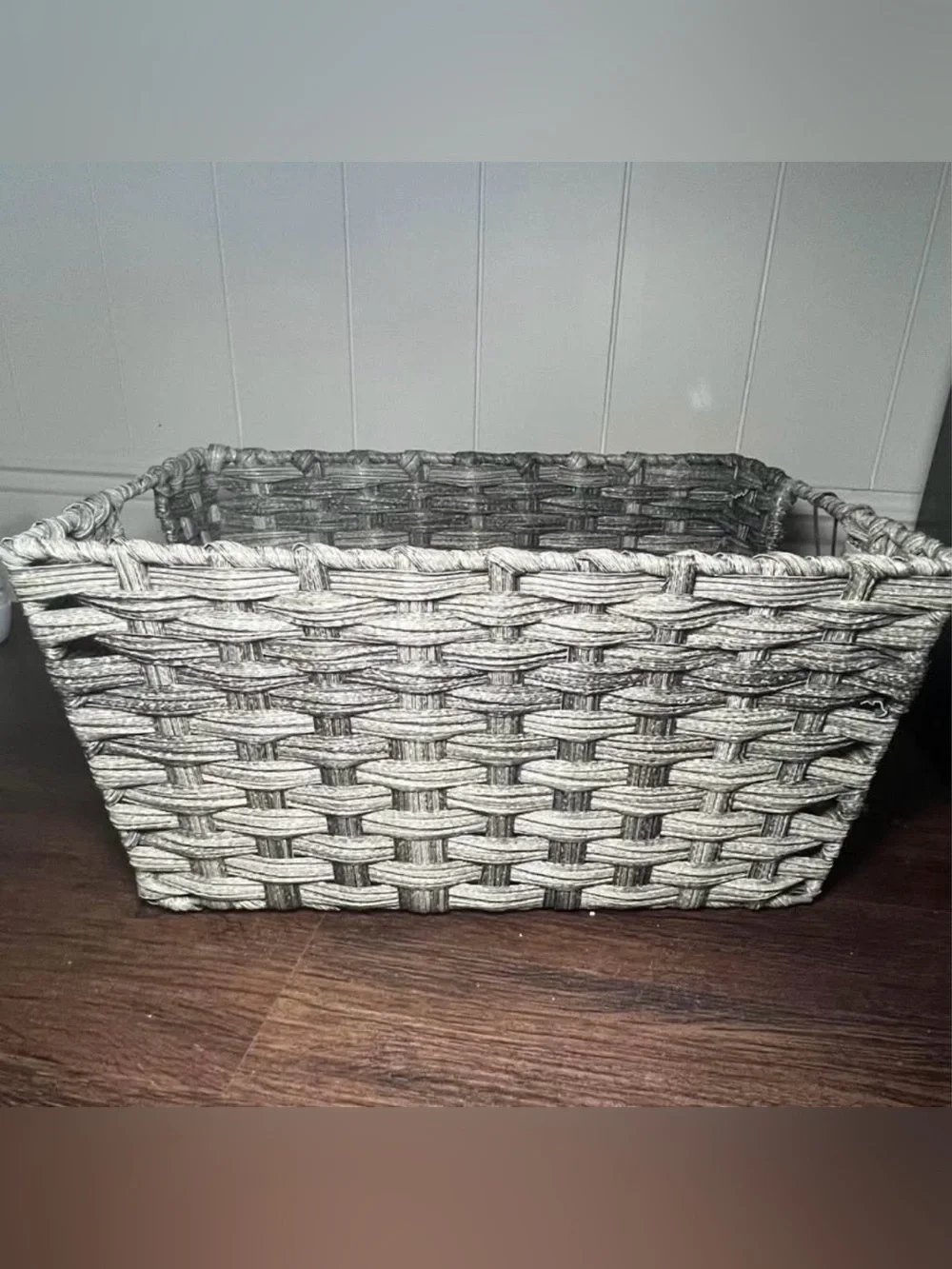 RGI Woven like Decorative Storage Basket in Gray indoor/outdoor. 14 W 9 1/2 D